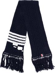 Thom Browne Striped Knit Scarf Women Wool One Size, Blue 