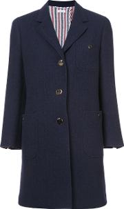 Thom Browne Unlined Button Back Sack Overcoat In Navy Solid Double Face Melton Women Silkwool 38, Blue 
