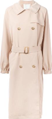 Draped Twill Trench Coat Women Polyester M, Nudeneutrals