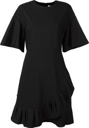 Ruffle Detail Asymmetric Dress Women Polyesterspandexelastanevirgin Wool 4, Black