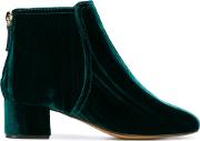 Tila March Mid Heel Faucille Booties Women Leathervelvet 36, Green 