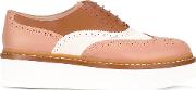 Tod's Contrast Lace Up Brogues Women Leatherrubber 36, Nudeneutrals 