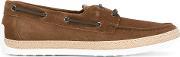 Tod's Lace Up Slippers Men Juteleathersuederubber 6, Brown 