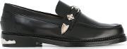 Embellished Loafers Men Leather 40, Black