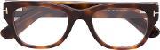 Rectangular Frame Glasses Men Acetate One Size, Brown
