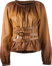 Tom Ford Buckle Detailing Zipped Shirt Women Silklamb Skinspandexelastane 40, Brown 