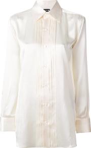 Tom Ford Pleated Front Shirt Women Silk 38, White 
