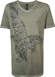 Bird Embroidered T Shirt Men Cotton M, Green