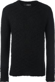 Geometric Pattern Knit Sweater Men Acrylicwoolalpacapolyacrylic S, Black