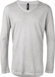 Striped Back Longsleeved T Shirt Men Cotton L, Grey