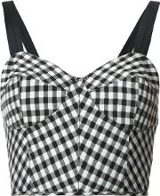 Gingham Cropped Top Women Cotton 6, White