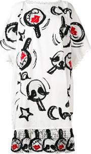 Graphic T Shirt Dress Women Cottonlinenflax S, White