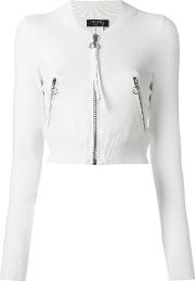 Twin Set Cropped Zipped Cardigan Women Polyamideviscose L, Women's, White 