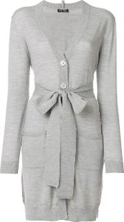 Twin Set Fine Knit Belted Cardigan Women Wool L, Grey 