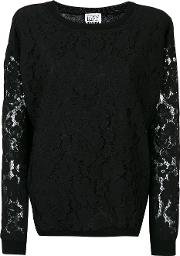 Twin Set Floral Lace Detail Sweatshirt Women Polyesterspandexelastaneviscose M, Black 