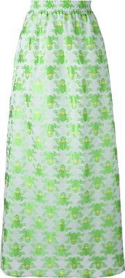 Frog Print Maxi Skirt Women Cottonacetate 40, Women's, Green