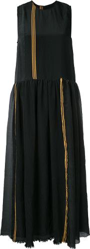 Stripe Panel Dress Women Silklinenflaxpolyamideviscose S, Black