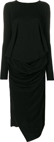 Uma Wang Side Slit Knit Dress Women Virgin Wool M, Black 