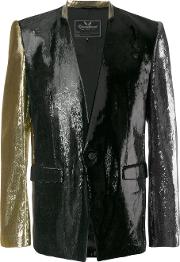 Colour Block Angled Jacket Men Silkpolyester S, Grey