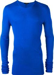 Ribbed Long Sleeve T Shirt Men Rayon Xl, Blue