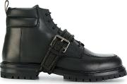 Valentino Garavani Strap Detail Boots Men Calf Leatherleatherrubber 41.5, Black 
