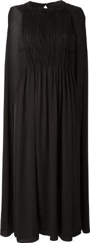 Pleated Cape Dress Women Silk 42, Women's, Black