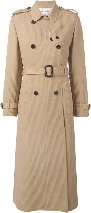 Valentino Belted Trench Coat Women Silk 42, Nudeneutrals 