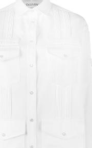Valentino Embroidered Denim Jacket Women Cotton 42, White 