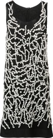 Pearl Embroidered Tank Dress Women Nylonplastic 0, Black