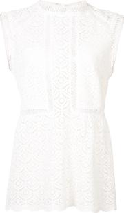 Lace Fitted Blouse Women Cotton 10, White