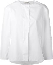 Collarless Shirt Women Cotton 38, White