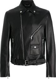 Versace Leather Biker Jacket Men Lamb Skincupro 50, Black 