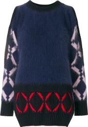 Versace Open Shoulder Sweater Women Polyamideangorawool 38, Blue 