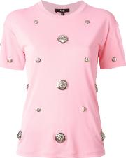Embellished Logo T Shirt Women Viscose 42, Women's, Pinkpurple