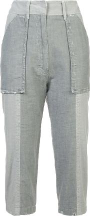 Cropped Trousers Women Cotton 0, Grey