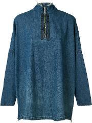 Denim Tunic With Zipper Detail Women Cotton 4, Women's, Blue