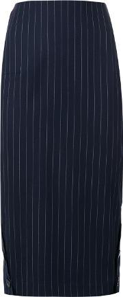 Striped Pencil Skirt Women Wool 12, Blue