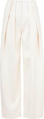 Pleated Trousers Women Silk 36, Nudeneutrals