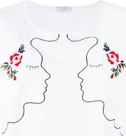 Embroidered Face T Shirt Women Cotton 44, White