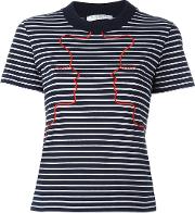 Embroidered Stripe T Shirt Women Cotton 40, Blue