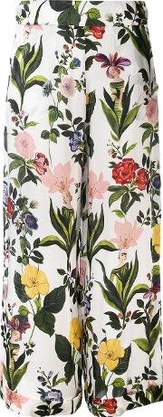 Floral Print Palazzo Pants Women Silk 46