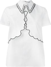 Pointy Collar T Shirt Women Cotton 40, Women's, White