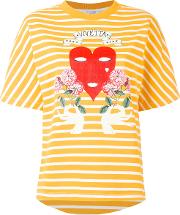 Striped Print T Shirt Women Cotton 38, Yelloworange