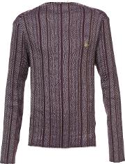Vivienne Westwood Man Striped Knitted Top Men Woollinenflaxpolyesterviscose Xl, Pinkpurple 