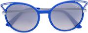 Round Framed Sunglasses Women Metal 52, Blue