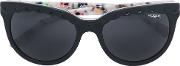 Scalloped Detail Sunglasses Women Acetate 55, Women's, Black
