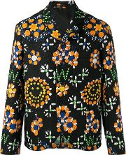 Floral Embroidery Blazer Men Cottonacrylicpolyamideviscose 52, Black