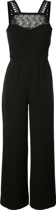 Lace Apron Jumpsuit Women Polyester 10, Black