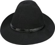 Fedora Hat Men Leatherwool One Size, Black
