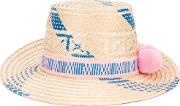 Pink And Blue Marea Hat Women Straw One Size, Nudeneutrals